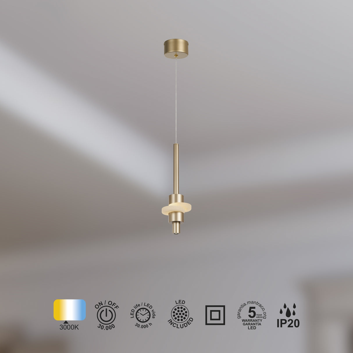 Suspension BETTY dorée led 7 watts Mantra 9427