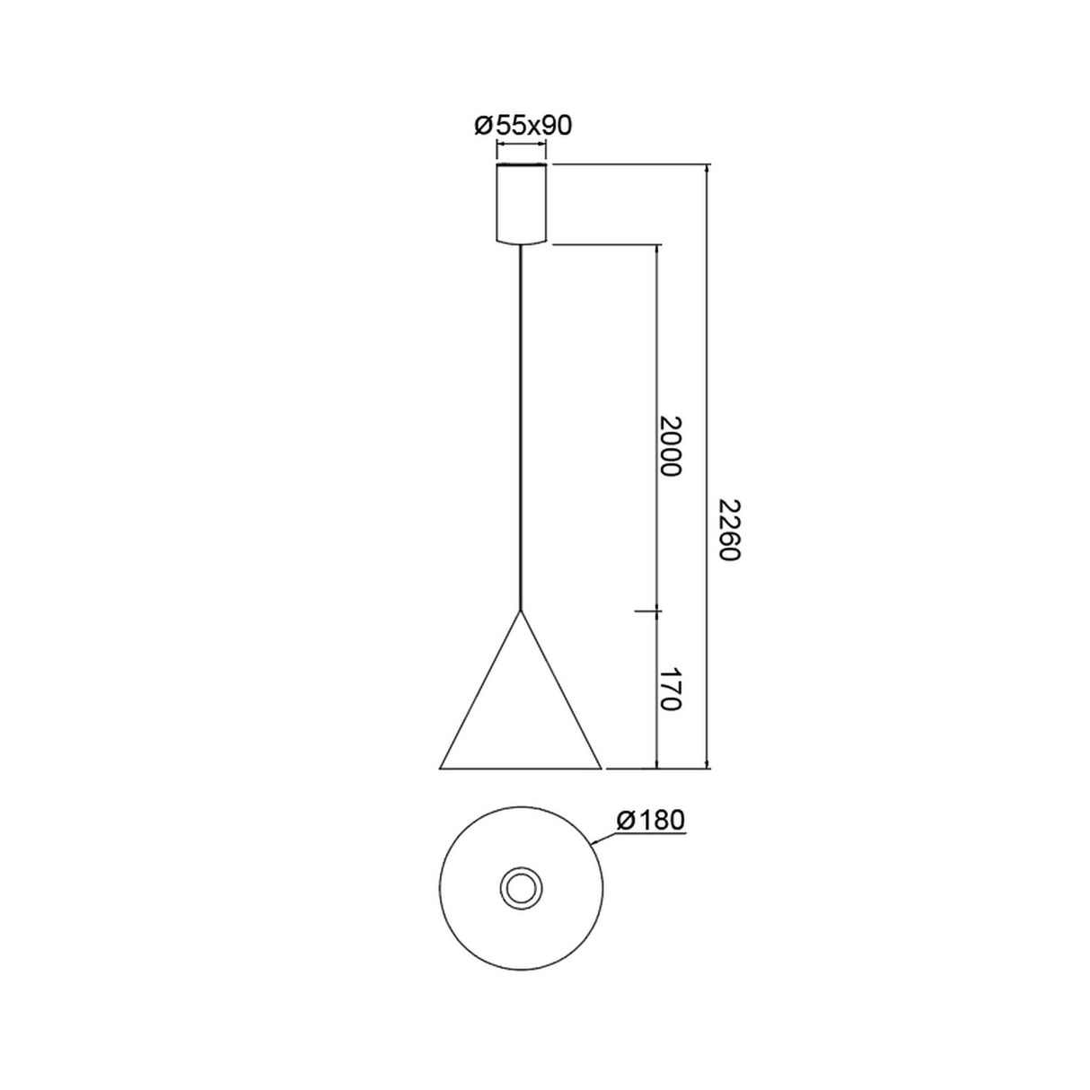 Suspension CONO antique 1 lumière 18cm 10 watts dimmable Mantra 9449