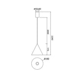 Suspension CONO cuivre 1 lumière 18cm 10 watts dimmable Mantra 9450