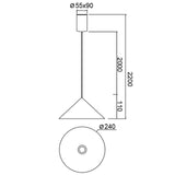 Suspension CONO cuivre 1 lumière 10 watts dimmable Mantra 9453