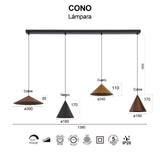 Suspension CONO 4 lumières dimmable Mantra 9458