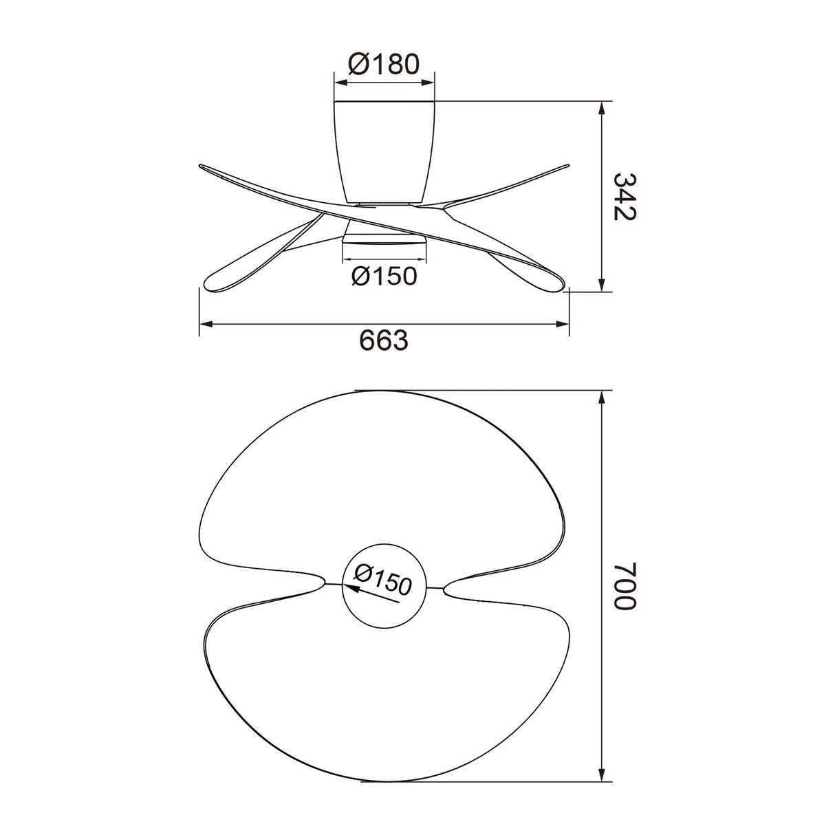 Plafonnier ventilateur ONA blanc et bois Mantra 9470