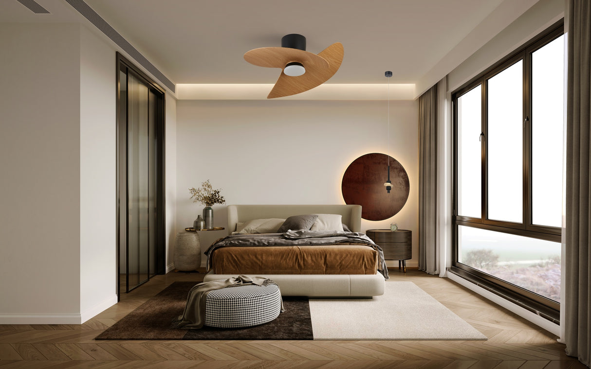 Plafonnier ventilateur ONA noir et bois Mantra 9471 DISPONIBLE MI JUIN