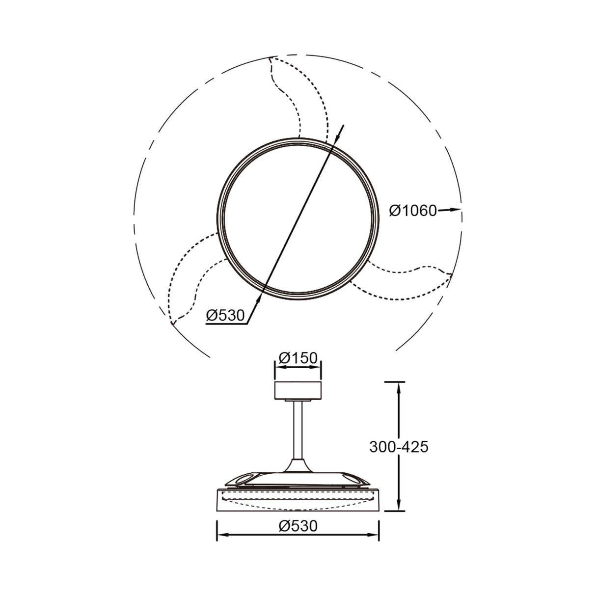 Plafonnier ventilateur GLASS FAN blanc Mantra 9525