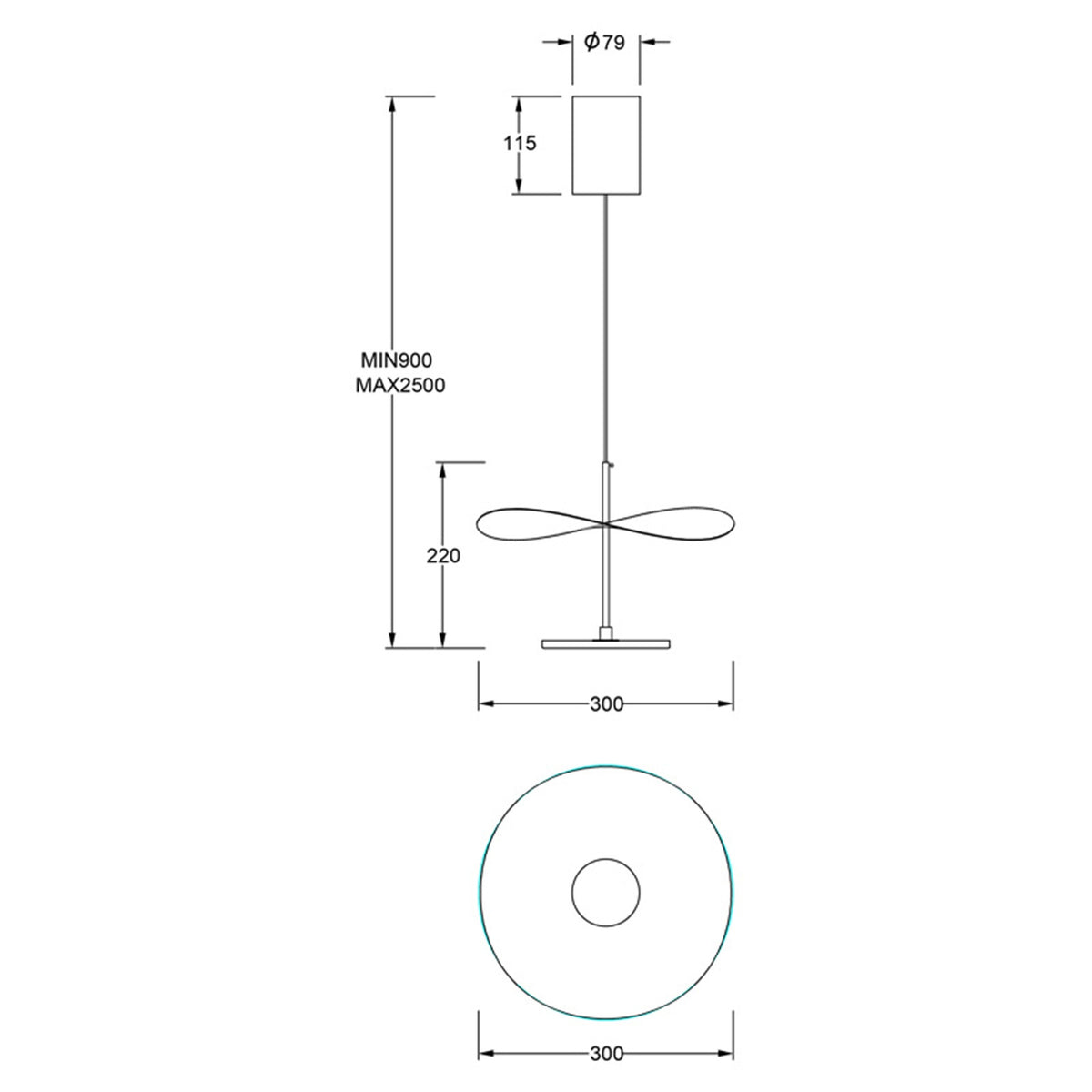 Suspension ABISAL PM noyer CCT monte et baisse led 12 watts Mantra 9825