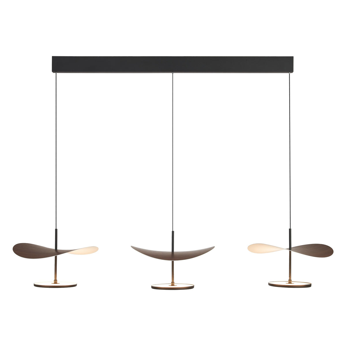 Suspension ABISAL noyer CCT 3 Lumières led 32 watts Mantra 9826