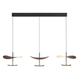 Suspension ABISAL noyer CCT 3 Lumières led 32 watts Mantra 9826