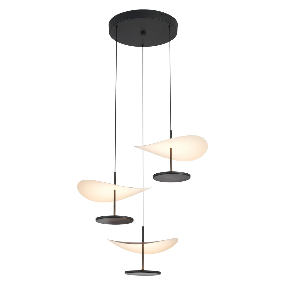 Suspension ABISAL noyer CCT 3 Lumières led 32 watts Mantra 9827
