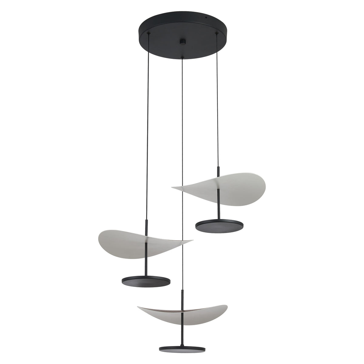 Suspension ABISAL noyer CCT 3 Lumières led 32 watts Mantra 9827