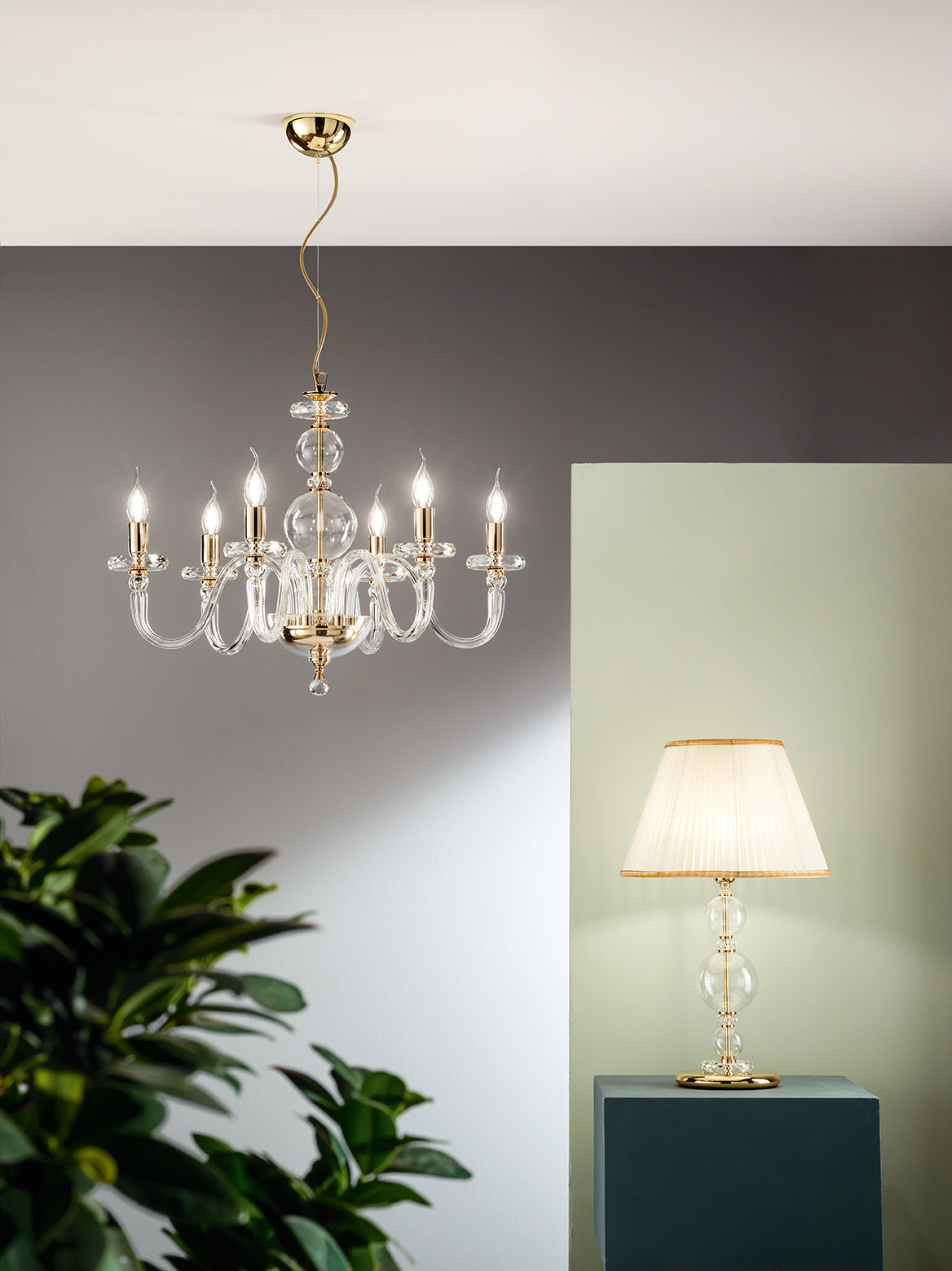 Lustre Mozart transparent 6 lp-mozart-6SP-oro