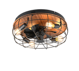 Plafonnier ventilateur noir et bois Trondheim Trio R61195032