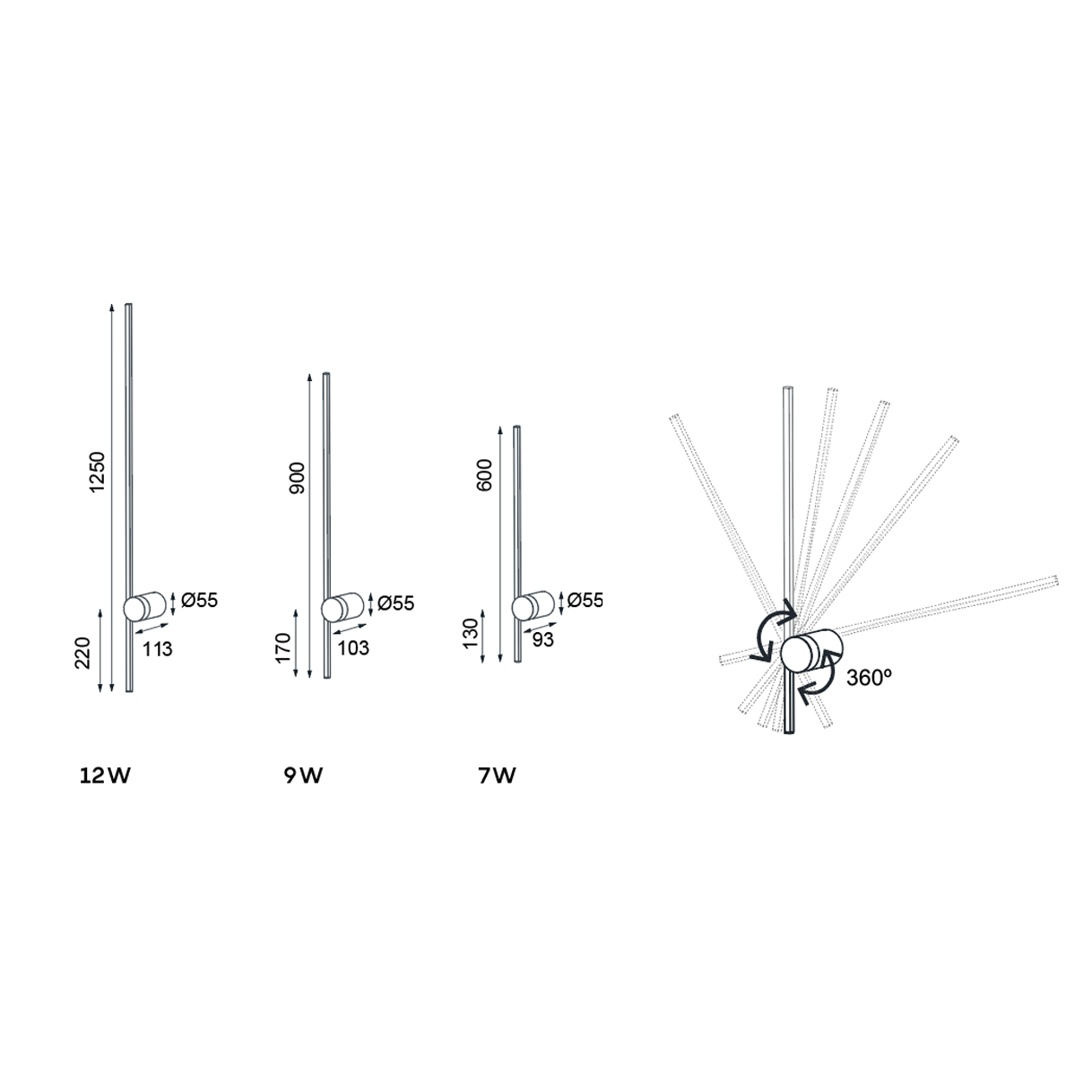 Applique pivotante TOBAGO doré H90cm Mantra 7866