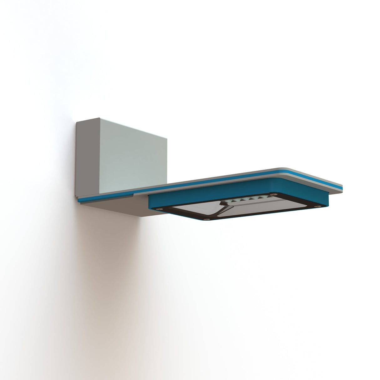 Applique Hector N°1 LED asym 26W 3000K Bleu azur mat 134 support Gris 105 182202134