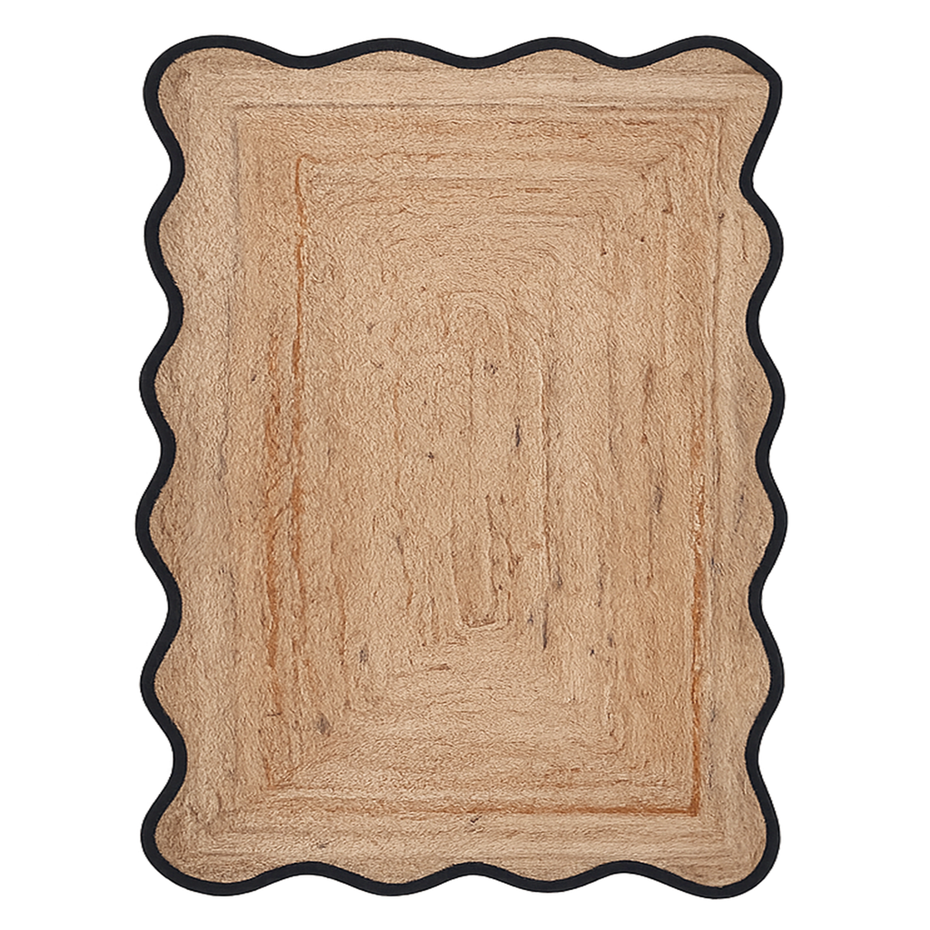 Tapis jute bordure ondule noir 200x300cm 019142