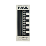 Set de 4 bougies longue rainuré blanc et noir "PAUL NOIR" 017442