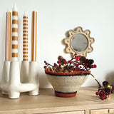 Set de 4 bougies longue rainuré blanc et ocre "PAUL OCRE" 017444
