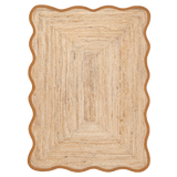 Tapis jute bordure ondule ocre 140x200cm 019147