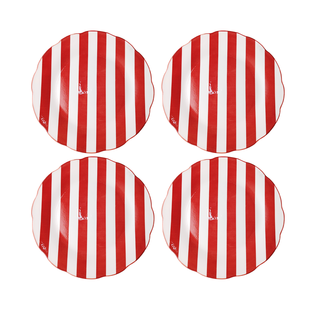 Set de 4 assiettes plate "TRATTORIA" rouge D26,7cm 017895