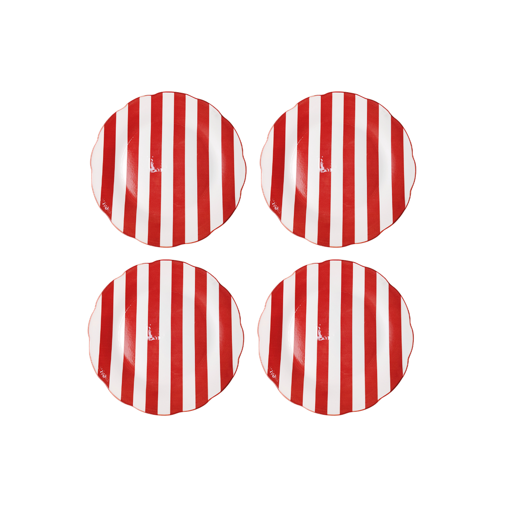 Set de 4 assiettes dessert "TRATTORIA" rouge D19cm 017894