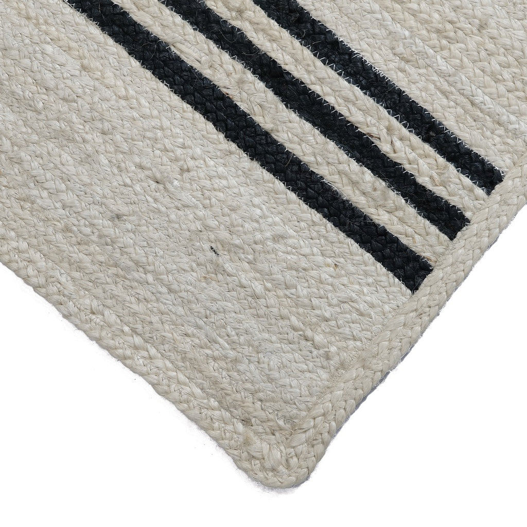 Tapis jute rayures noires 120X170cm 15686