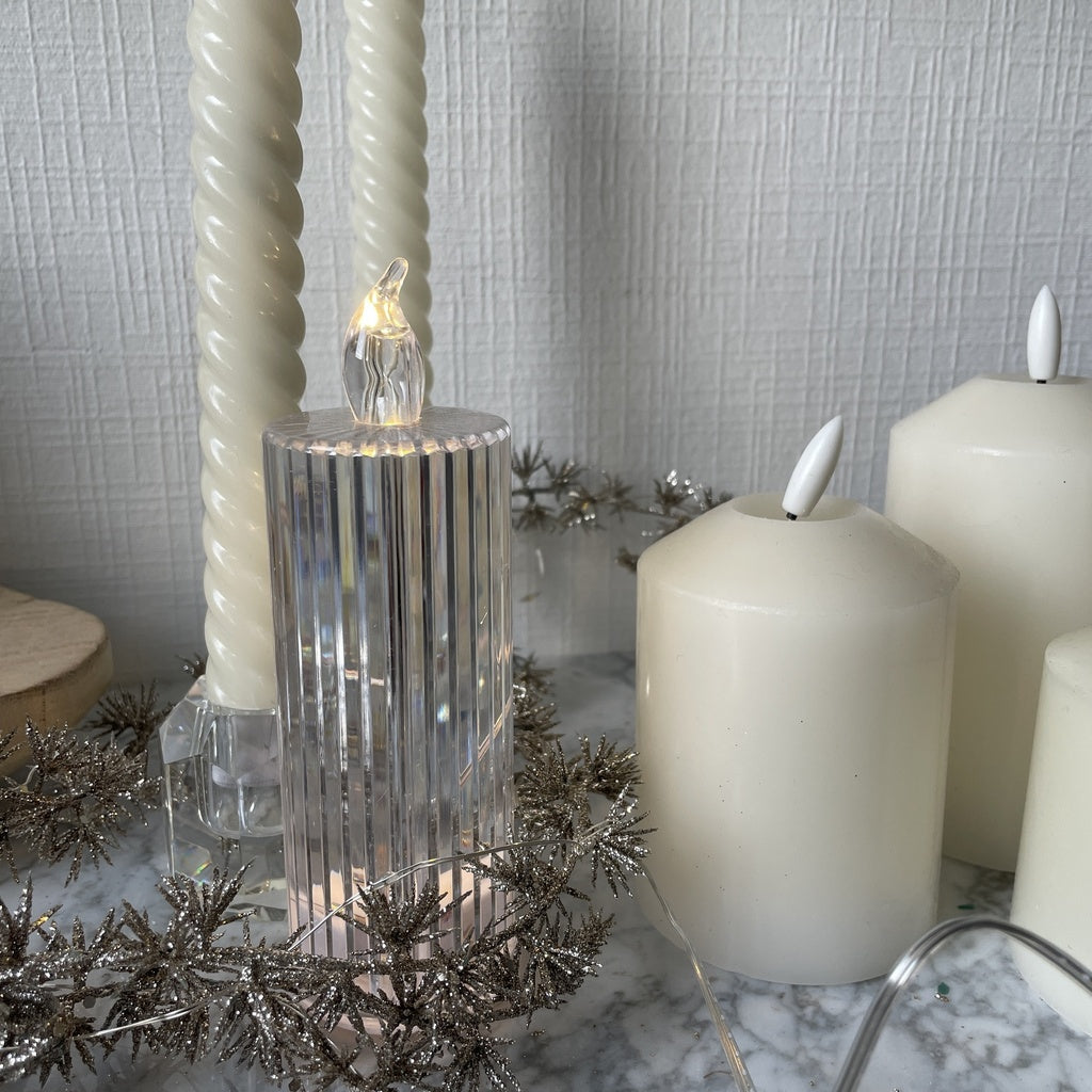 Déco Lot de 3 bougies  LED strié D5,3cm H15,5cm 016243