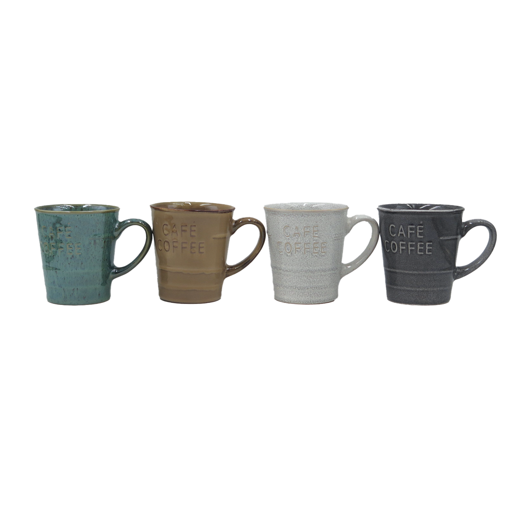 Set de 4 mugs "CAFE COFFEE" café D7,8 H8,2cm 018198