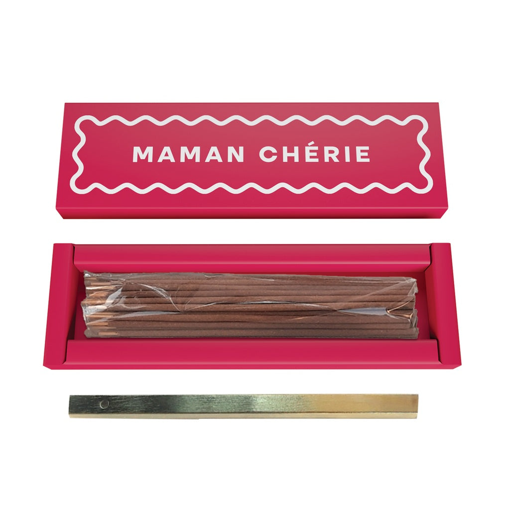 Encens boite de 30 bâtonnets+ support "MAMAN CHERIE" parfum grenade 018221