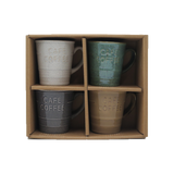 Set de 4 mugs "CAFE COFFEE" café D7,8 H8,2cm 018198