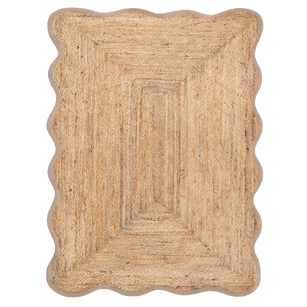Tapis jute bordure ondule beige 140x200cm 019146
