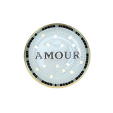 Assiette verre mosaique "AMOUR" vendu par 6 D15cm H1,2cm 019424