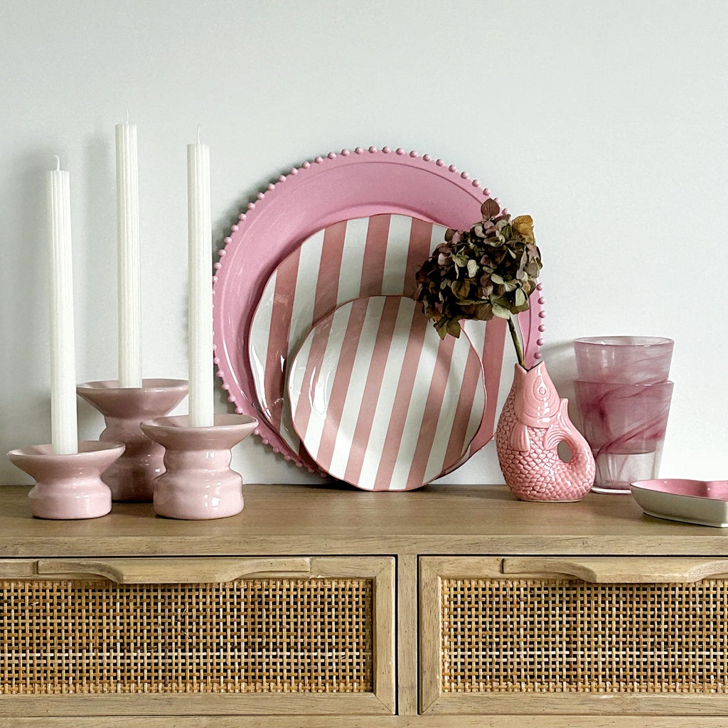 Set de 4 assiettes dessert "TRATTORIA" rose D19cm 017785