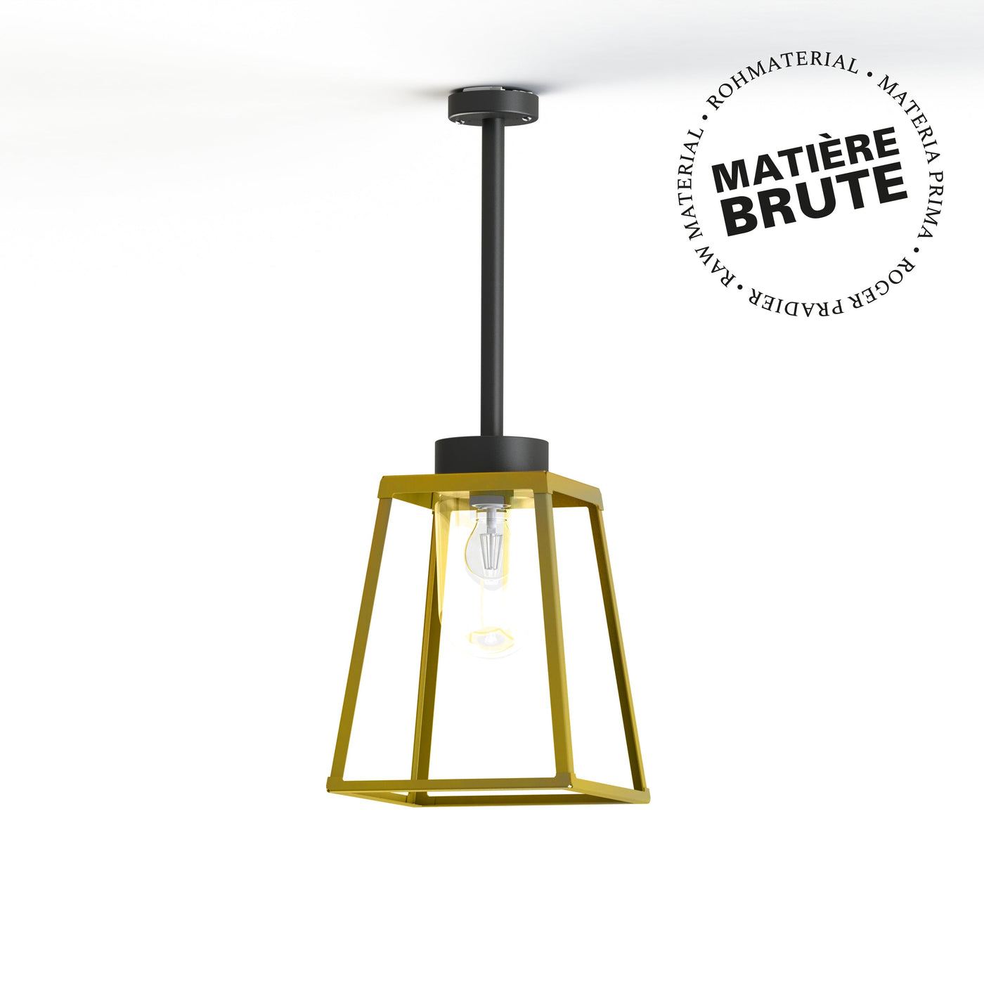 Plafonnier Lampiok 2 N°1 Laiton brut 072 Diffuseur clair - Gris noir 107 178001072