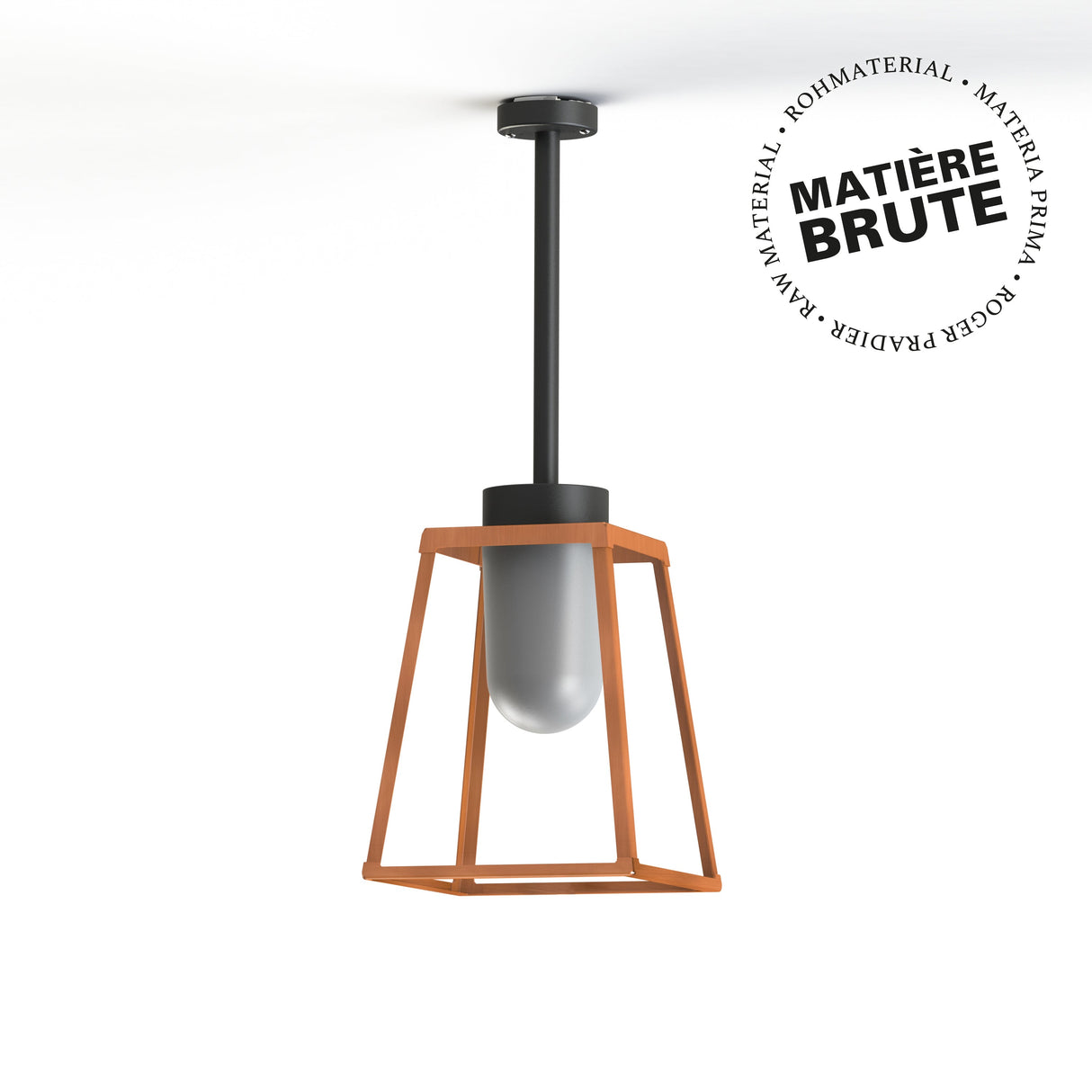 Plafonnier Lampiok 2 N°1 Cuivre brut 082 Diffuseur opale - Gris noir 107 178002082