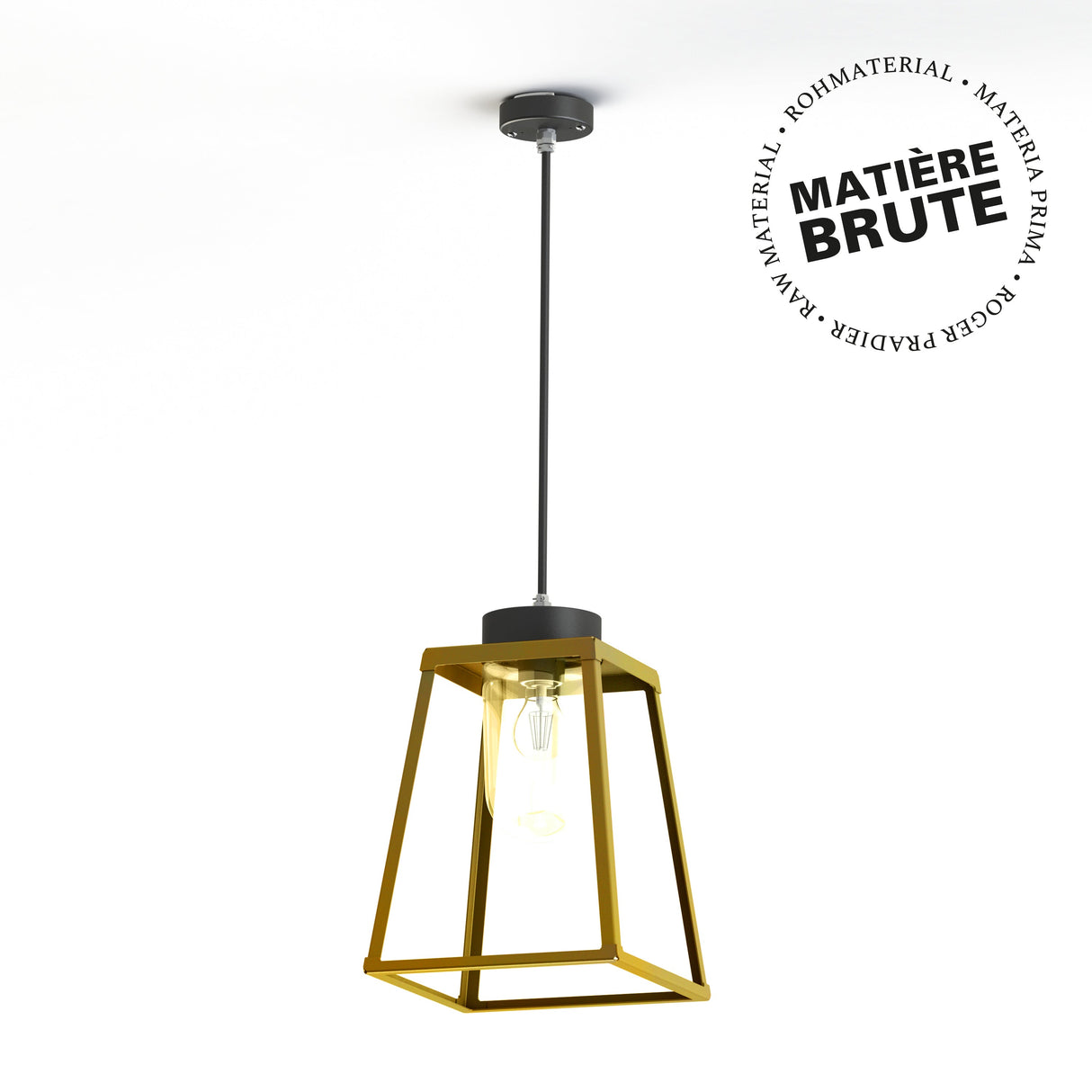 Suspension Lampiok 2 N°2 Laiton brut 072 Diffuseur clair - Gris noir 107 178003072