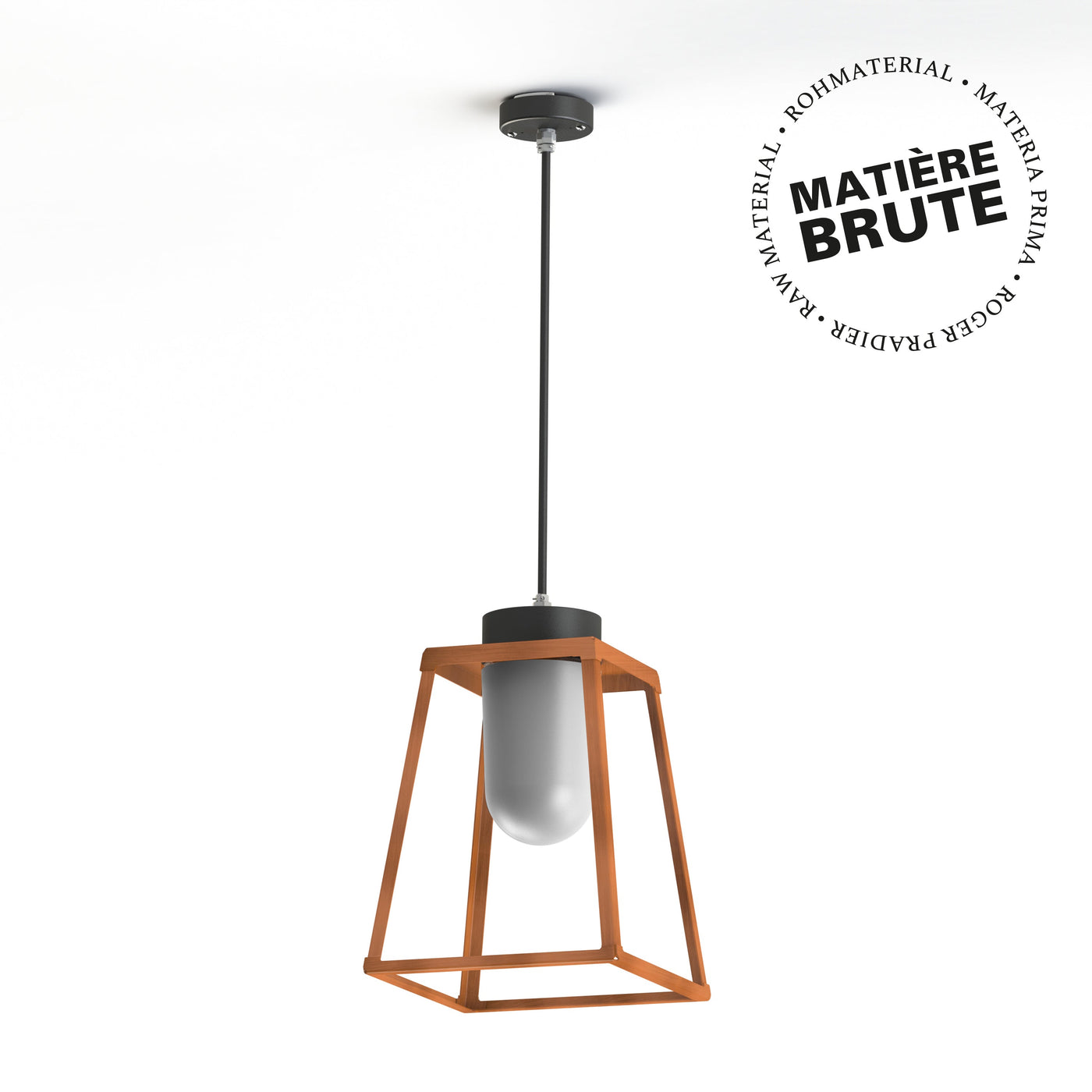 Suspension Lampiok 2 N°2 Cuivre brut 082 Diffuseur opale - Gris noir 107 178004082