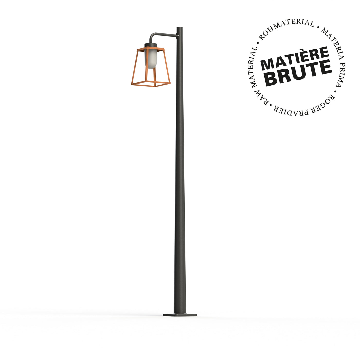 Lampadaire Lampiok 2 N°4 Cuivre brut 082 Diffuseur opale - Gris noir 107 178012082